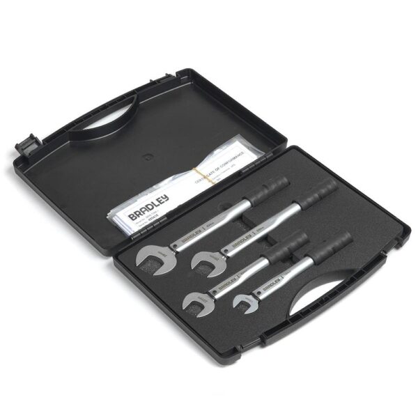 BRADLEY TW4 Pre-Set Torque Wrench, a professional tool designed for precise tightening of flare nuts on HVAC/R systems, featuring a distinct click when the preset torque is reached.