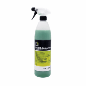 Errecom TR1161.K.01 Best Bubbles Fluorescent 1 Litre leak detection solution, a bright, bubbly liquid in a clear bottle with a green label, used for easily identifying refrigerant leaks in HVAC/R systems.