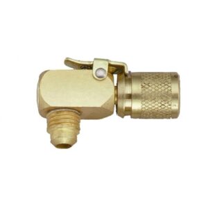 Imperial 27C 90° Elbow KWIK-Coupler 5/16″, a brass fitting with a 90-degree angle designed for quick and secure connections of 5/16 inch tubing in HVAC/R systems.