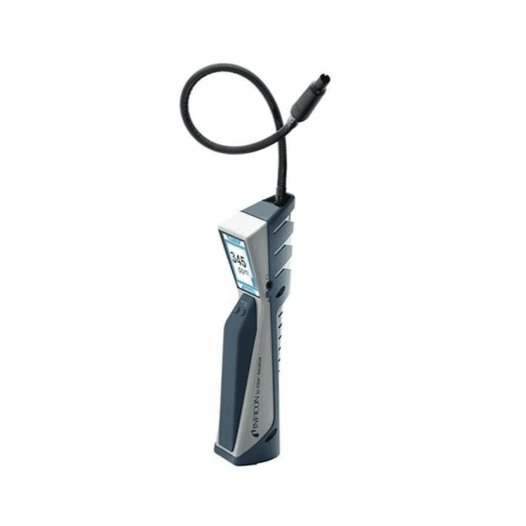 INFICON D-TEK Stratus Refrigerant Leak Detector, a handheld device with a large, easy-to-read LCD display and a rugged design. It's ideal for quickly and accurately locating refrigerant leaks in HVAC/R systems.