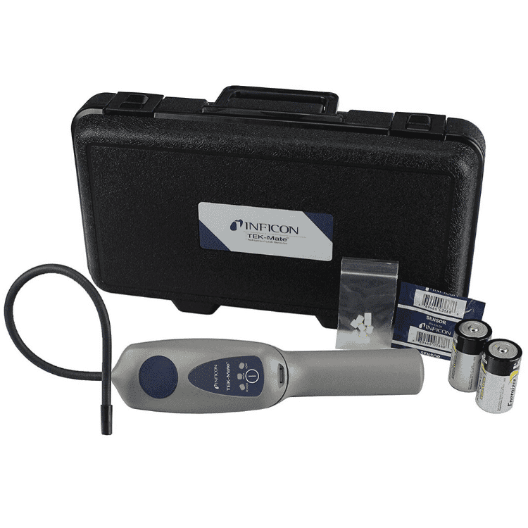 INFICON TEK-Mate Refrigerant Leak Detector for R410A and R134A. A portable and reliable tool for detecting leaks in HVAC/R systems using these common refrigerants.