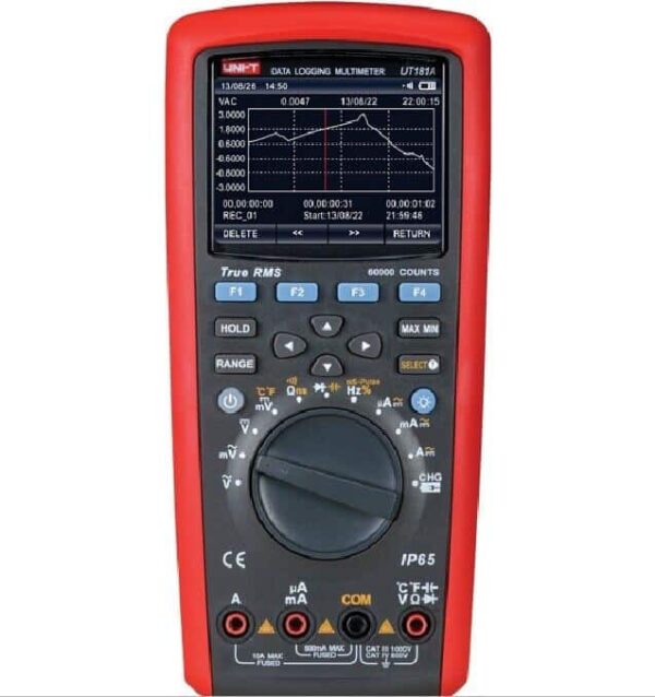 Uni-T UT181A True RMS Data Logging Multimeter. A professional-grade multimeter with data logging capabilities and accurate True RMS readings for various electrical measurements.