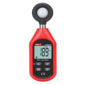 Uni-T UT383BT Bluetooth Mini Digital Light Meter (LUX). A compact and portable light meter with Bluetooth connectivity for accurate illuminance measurements.